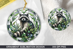 Raccoon Stained Glass Ornament PNG, Sublimation PNG Design Product Image 1