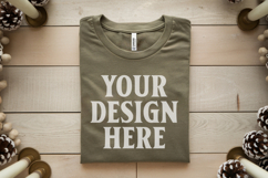 Christmas Bella Canvas 3001 Heather Olive Folded Tshirt Moc Product Image 1