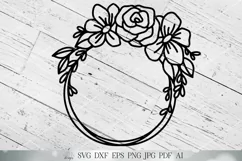 Hand Drawn Rose Wreath SVG | Farmhouse SVG | Floral Wreath S Product Image 1