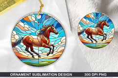 Horse Stained Glass Ornament PNG, Sublimation PNG Design Product Image 1