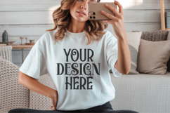 White Gildan 18000 Crewneck Sweatshirt Mockups,G18000 Product Image 1