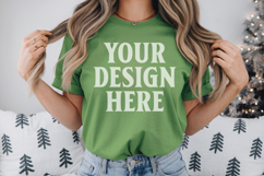 Christmas Bella Canvas 3001 Red Shirt Mockup ,Trandy mockup Product Image 1