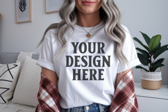 Bella Canvas 3001 White Christmas Shirt Mockup, Trandy Product Image 1