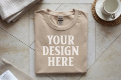 Sand Gildan 5000 Flat Lay Tshirt Mockup, G5000 mockups Product Image 1
