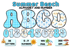 Summer Alphabet &amp; Numbers PNG Clipart Doodle Letters 300 DPI Product Image 1