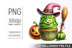 Halloween Witch Cupcake, Halloween Clipart PNG File Product Image 1