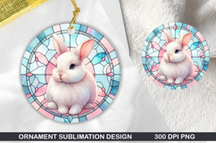 Bunny Stained Glass Ornament PNG, Sublimation PNG Design Product Image 1