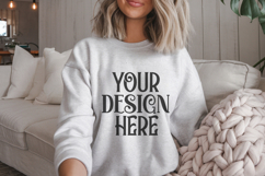 White Gildan 18000 Crewneck Sweatshirt Mockups,G18000 Product Image 1