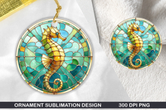 Seahorses Stained Glass Ornament PNG, Digital Download File Product Image 1