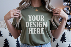 Christmas Bella Canvas 3001 Red Shirt Mockup ,Trandy mockup Product Image 1