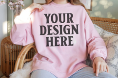 Light Pink Gildan 18000 Crewnwck Sweatshirt Mockup, gildan Product Image 1