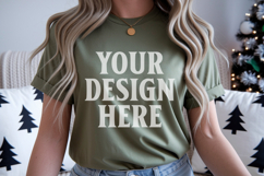 Christmas Bella Canvas 3001 Red Shirt Mockup ,Trandy mockup Product Image 1