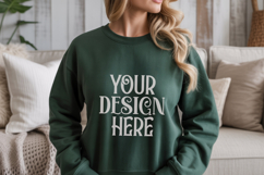 Forest Green Gildan 18000 Sweatshirt Mockup,G18000 Crewneck Product Image 1
