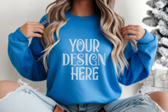 Christmas Gildan 18000 Royal Blue Crewneck Sweatshirt Mockup Product Image 1