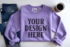 Heliconia Gildan 18000 Folded Flat Lay Mockups Product Image 1