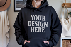 Navy Gildan 18500 Hoodie Mockup, G18000 Hoodie Model mockup Product Image 1