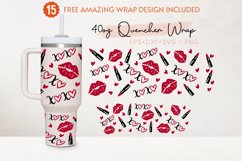 XOXO Lips 40oz Quencher Tumbler, Love Kisses, Love Hearts Product Image 1