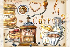 Coffee clipart, coffee cup, food clipart, watercolor coffee Product Image 2