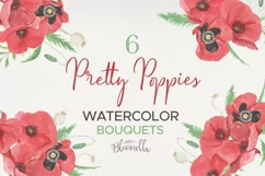 Poppy Flowers 6 Bouquets Watercolor Florals Poppies Red Product Image 1