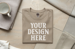 Sand Gildan 5000 Flat Lay Tshirt Mockup, G5000 mockups Product Image 1