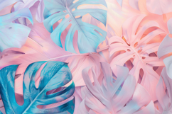 Pink and Blue Monstera Leaves Background Wallpaper Product Image 1