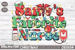 Santas Favorite Nurse Christmas Sublimation Png Product Image 1