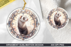 Ferret Stained Glass Ornament PNG, Sublimation PNG Design Product Image 1
