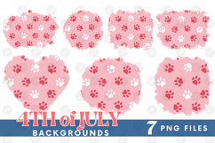 American 4th of July Cat Dog Paw Background Png DTF Bundle Product Image 1