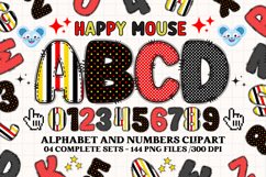 Happy Mouse Alphabet Clipart, happy mouse letters doodle Product Image 1