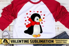 Valentine Sublimation PNG Baby Penguin with Hearts PNG Product Image 1