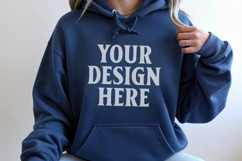 Navy Gildan 18500 Hoodie Mockup, G18000 Hoodie Model mockup Product Image 1