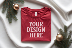 Christmas Bella Canvas 3001Red Folded Tshirt Mockup Product Image 1