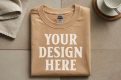 Sand Gildan 5000 Flat Lay Tshirt Mockup, G5000 mockups Product Image 1