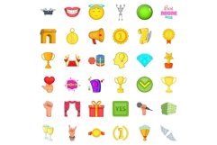 Winning cup icons set, cartoon style Product Image 1