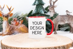 Mug Mockup Christmas 11 Oz White Coffee Cup Red Handle Product Image 1