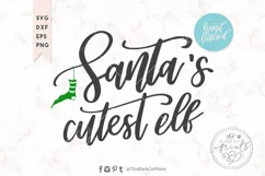 Santa's Cutest Elf SVG | Christmas Hand Lettered SVG Product Image 4