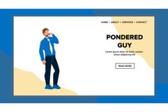 Pondered Guy Thinking Try Solve Problem Vector Product Image 1
