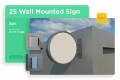 Wall Mount Round Signage Mockup SET V-01 Product Image 1