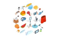 Vigorous icons set, isometric style Product Image 1