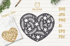 Scandinavian Style X-mas Heart SVG, Christmas Decor Cut File Product Image 1