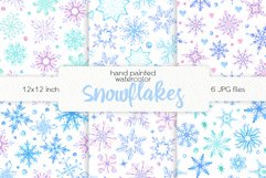 Watercolor Snowflakes Digital Paper - Seamless Patterns Product Image 1