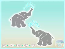 Baby Elephant Water Heart Drops Svg Dxf Eps Png Pdf Product Image 3