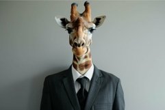 Creative concept of a giraffe wearing a modern business suit Product Image 1