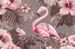 Pink Flamingo Tropical Leaves and Flowers Background Product Image 1