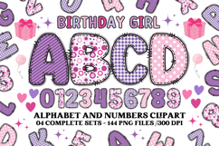 Birthday Girl Alphabet, birthday girl letters doodle clipart Product Image 1