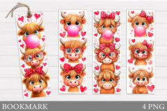 Valentines Cow Bookmark. Valentines Bookmark Printable Product Image 1