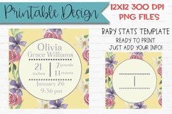 Floral Baby Stats Template Sublimation Design Printable Product Image 1