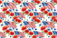 Watercolor pattern American flags waving Memorial Day Product Image 1