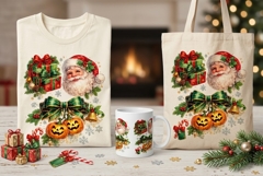 Christmas Halloween PNG Bundle, Santa Pumpkin Bow Clipart, H Product Image 1