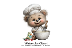 Chef Bear Watercolor Clipart Product Image 1